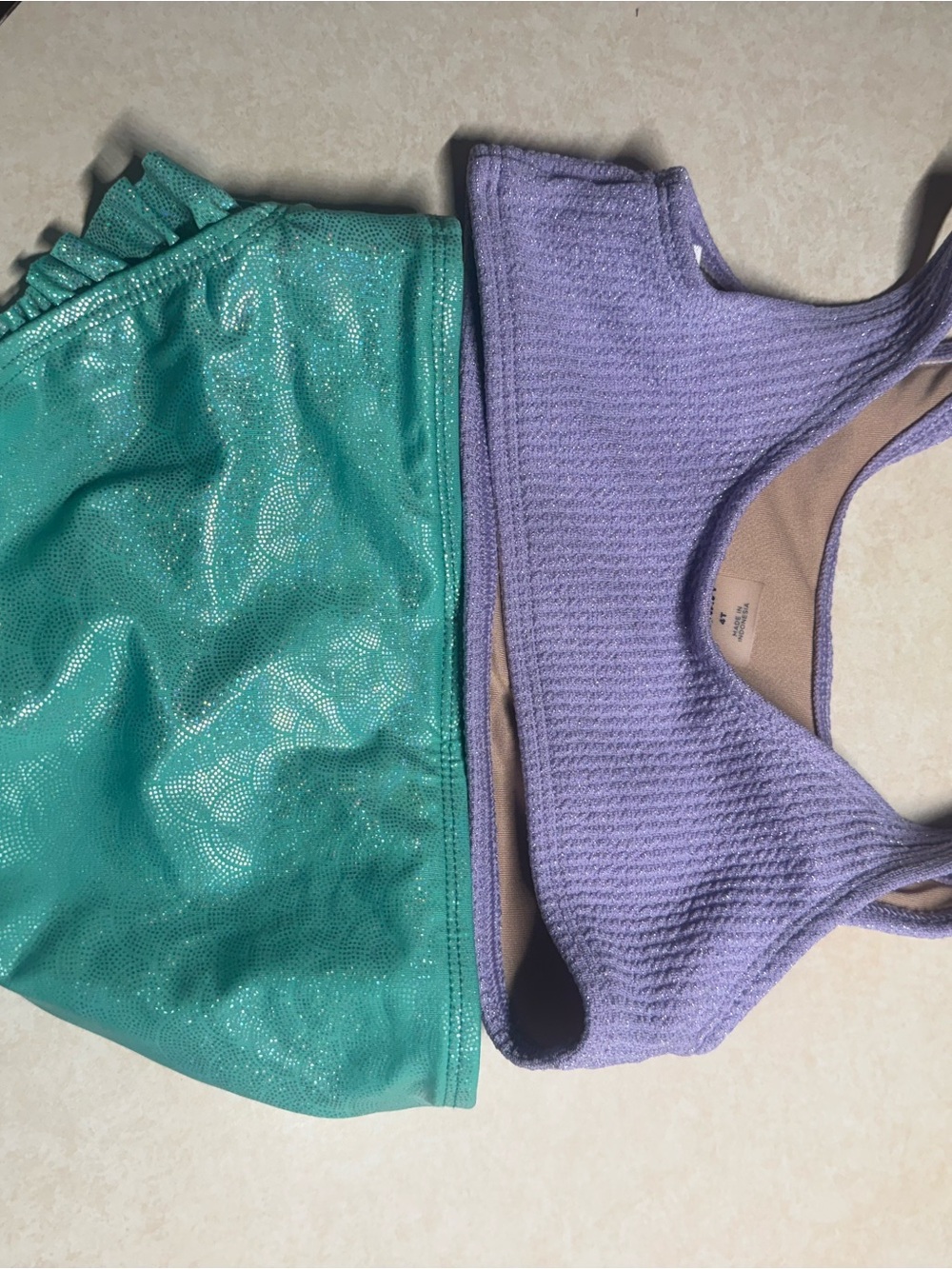 Old Navy Girls Teal Sparkle Skirtini & Lavender Swim Top